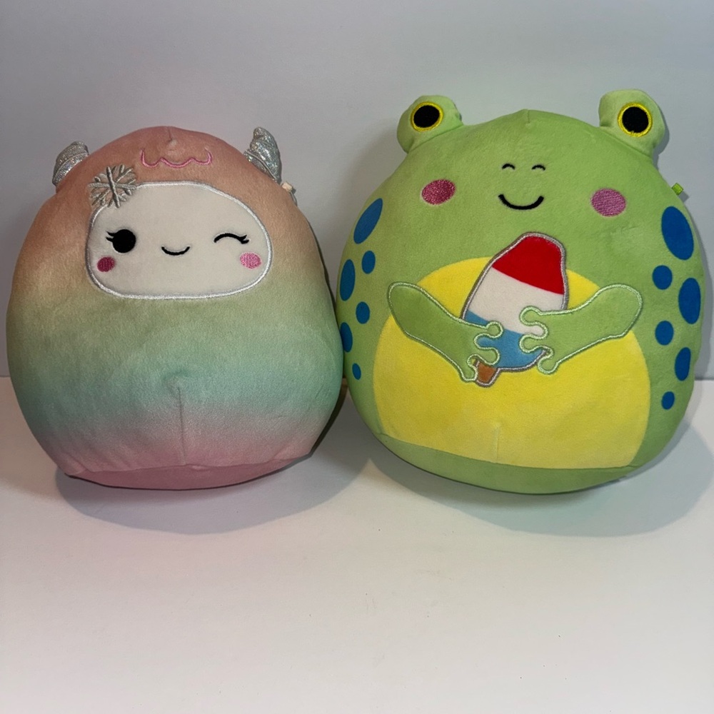 Squishmallows Pink and Green Stuffed Animal Duo
